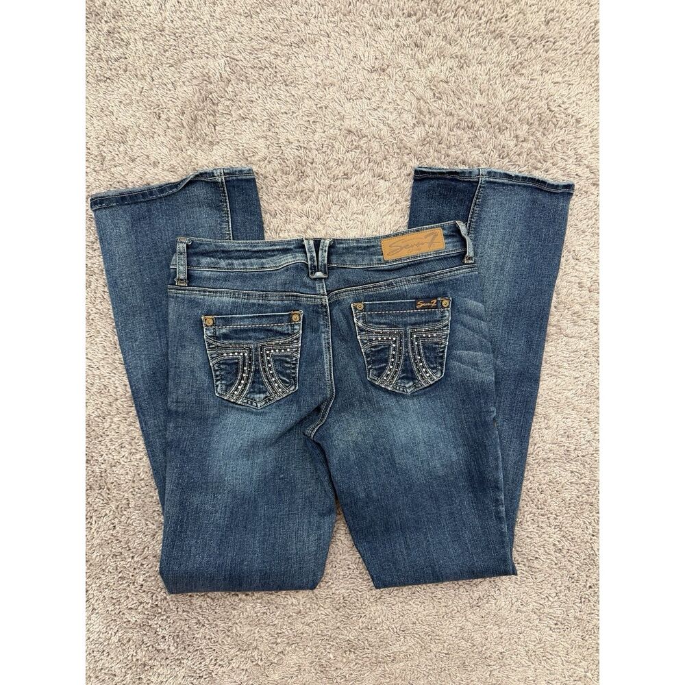 Women's 7 Seven Jeans Low Ride Bootcut Embellished Pockets Size 4